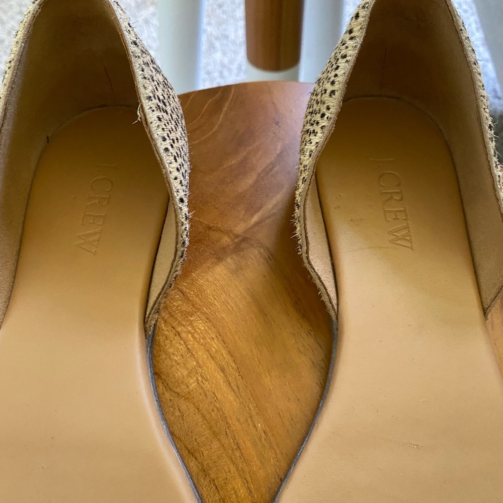 J.Crew Morgan calf hair peep toe shoes sz 7 - Picture 5 of 5
